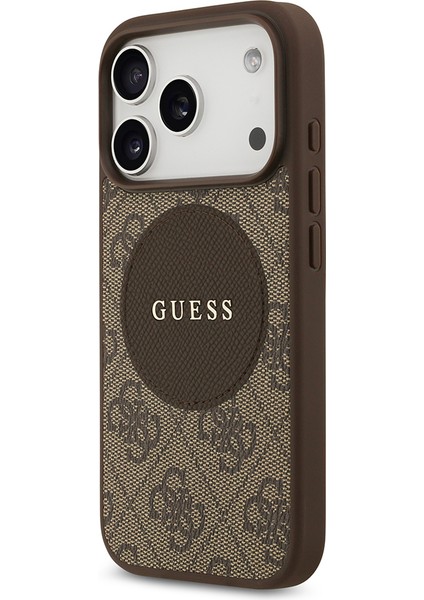 iPhone 17 Pro Uyumlu Kılıf Guess Lisanslı M-Safeli Yazı Logolu Circle Classic Kapak Kahverengi fiyatları