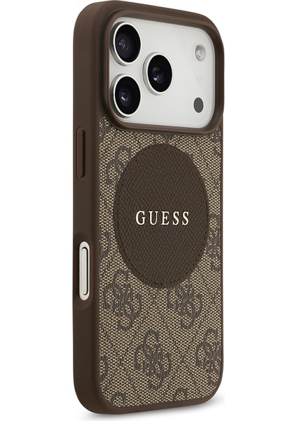 iPhone 17 Pro Uyumlu Kılıf Guess Lisanslı M-Safeli Yazı Logolu Circle Classic Kapak Kahverengi fırsatları