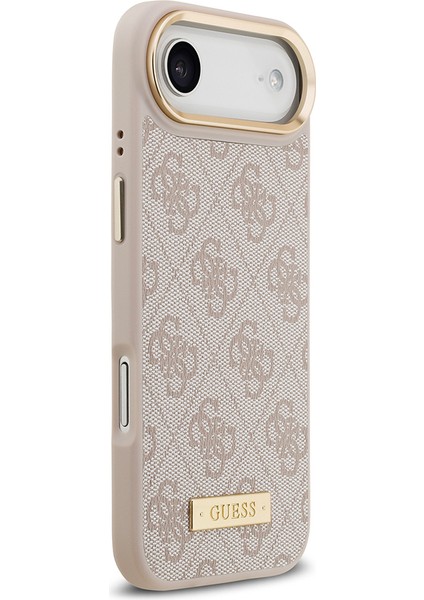iPhone 17 Air Uyumlu Kılıf Guess Lisanslı M-Safeli 4g Desenli Pu Metal Plaka Klasik Logolu Pembe fırsatları