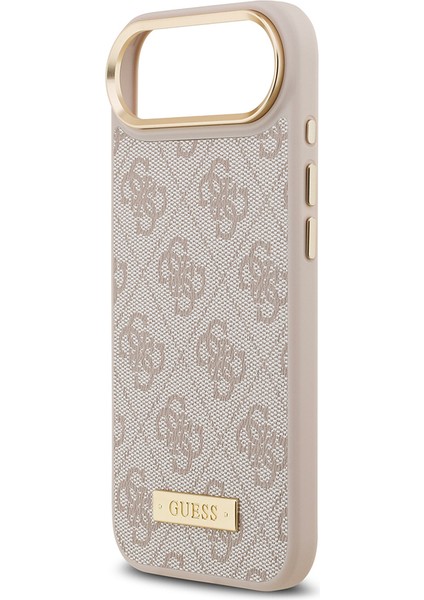 iPhone 17 Air Uyumlu Kılıf Guess Lisanslı M-Safeli 4g Desenli Pu Metal Plaka Klasik Logolu Pembe