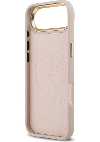 iPhone 17 Air Uyumlu Kılıf Guess Lisanslı M-Safeli 4g Desenli Pu Metal Plaka Klasik Logolu Pembe