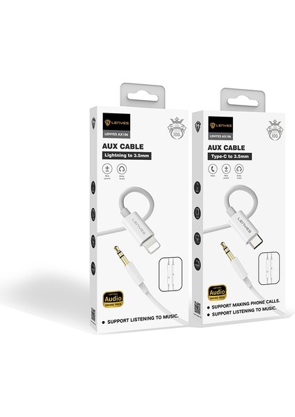 AX106 Lightning To 3.5mm Aux Audio Kablo 1m Beyaz