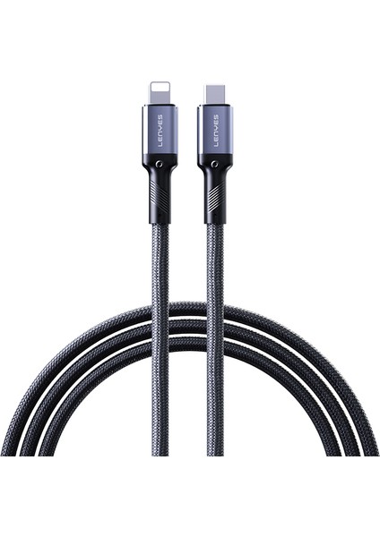 LC509 Type-C To Lightning Pd 30W Örgü Tasarımlı Hızlı Şarj Özellikli Şarj Kablosu 1m Siyah