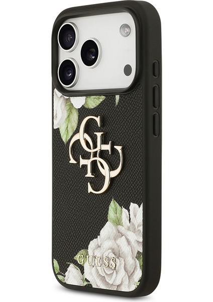 iPhone 17 Pro Uyumlu Kılıf Guess Orjinal Lisanslı Gül Baskılı Büyük Metal Logo Dizaynlı Kapak Siyah fiyatları