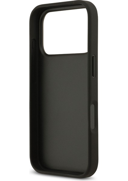 iPhone 17 Pro Uyumlu Kılıf Guess Orjinal Lisanslı Gül Baskılı Büyük Metal Logo Dizaynlı Kapak Siyah