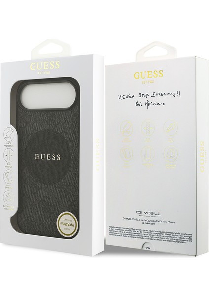 iPhone 17 Air Uyumlu Kılıf Guess Orjinal Lisanslı M-Safeli Yazı Logolu Circle Classic Kapak Siyah