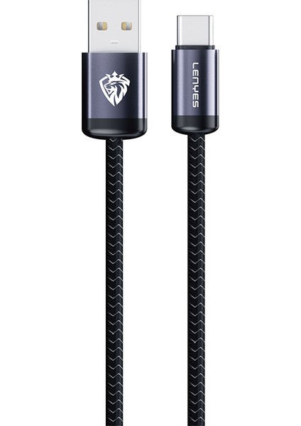 LC537 Usb-A To Type-C Örgü Tasarımlı Hızlı Şarj Özellikli Data ve Şarj Kablosu 10W 1m Siyah