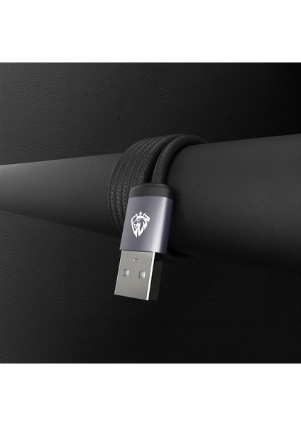 LC537 Usb-A To Type-C Örgü Tasarımlı Hızlı Şarj Özellikli Data ve Şarj Kablosu 10W 1m Siyah modelleri