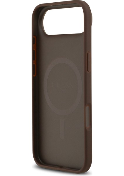 iPhone 17 Air Uyumlu Kılıf Guess Lisanslı M-Safeli Yazı Logolu Circle Classic Kapak Kahverengi