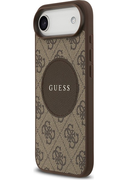 iPhone 17 Air Uyumlu Kılıf Guess Lisanslı M-Safeli Yazı Logolu Circle Classic Kapak Kahverengi