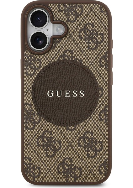 iPhone 17 Uyumlu Kılıf Guess Orjinal Lisanslı M-Safeli Yazı Logolu Circle Classic Kapak Kahverengi modelleri