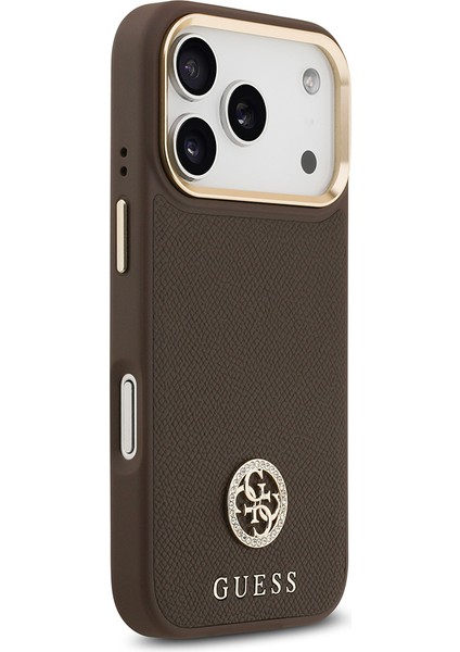 iPhone 17 Pro Uyumlu Kılıf Guess Lisanslı M-Safeli Grained Yazı ve Taşlı 4g Logolu Kapak Kahverengi fırsatları