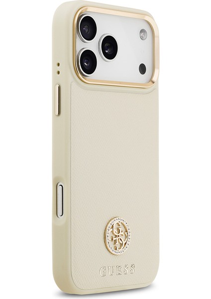 iPhone 17 Pro Max Uyumlu Kılıf Guess Lisanslı M-Safeli Grained Yazı ve Taşlı 4g Logolu Kapak Bej fırsatları