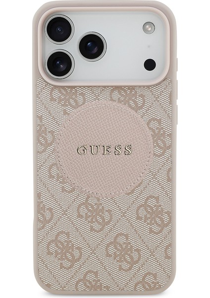 iPhone 17 Pro Max Uyumlu Kılıf Guess Lisanslı M-Safeli Yazı Logolu Circle Classic Kapak Pembe modelleri