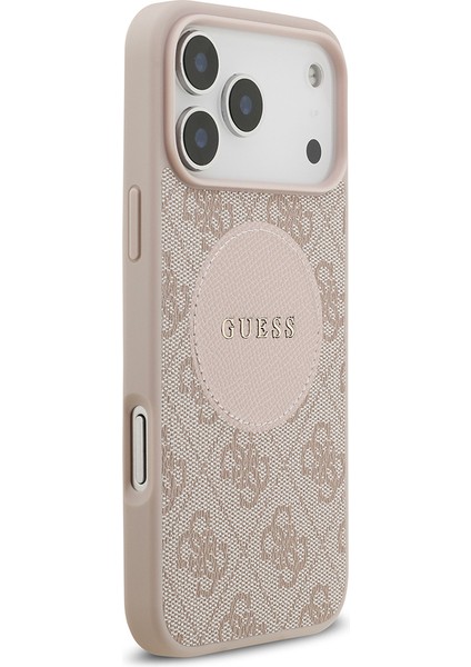 iPhone 17 Pro Max Uyumlu Kılıf Guess Lisanslı M-Safeli Yazı Logolu Circle Classic Kapak Pembe fırsatları