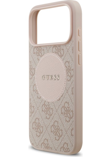 iPhone 17 Pro Max Uyumlu Kılıf Guess Lisanslı M-Safeli Yazı Logolu Circle Classic Kapak Pembe