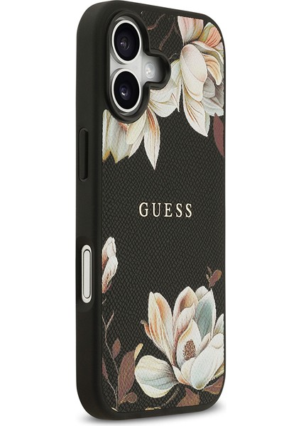 iPhone 17 Uyumlu Kılıf Guess Lisanslı M-Safeli Taneli Çiçek Tasarımlı Metal Yazı Logolu Kapak Siyah fırsatları
