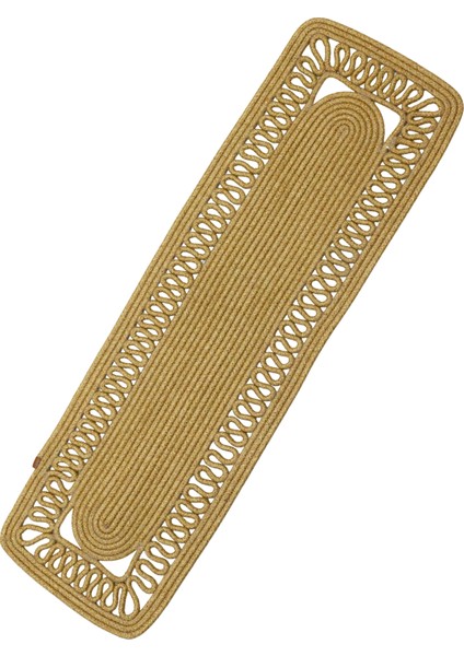 Jutty Hasır Görünümlü Jüt Dokuma Köşeli Natural Örgü Dekoratif Runner 30X110 Mutfak Salon Masa Örtü