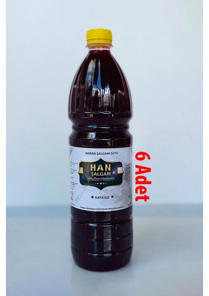 Katkısız Adana Şalgamı Sade Acısız 1 Lt (6 Adet)