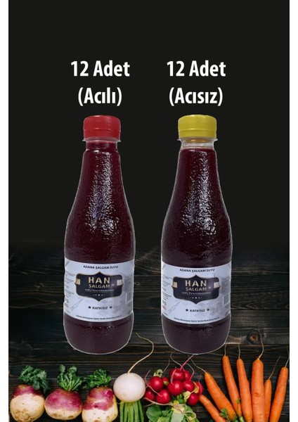 Katkısız Adana Şalgamı Acılı ve Acısız 330 ml 24 Adet