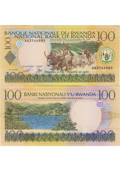 Ruanda 100 Frank 2003 Çil.