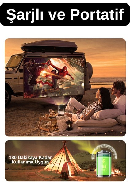 K2 Powerbank Şarjlı 4K Çözünürlük Android Projeksyion Cihazı 5g Wifi Destekli Full Hd Projektör