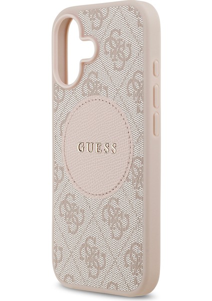 iPhone 17 Uyumlu Kılıf Guess Orjinal Lisanslı M-Safeli Yazı Logolu Circle Classic Kapak Pembe
