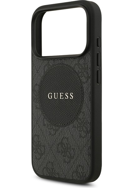 iPhone 17 Pro Uyumlu Kılıf Guess Orjinal Lisanslı M-Safeli Yazı Logolu Circle Classic Kapak Siyah