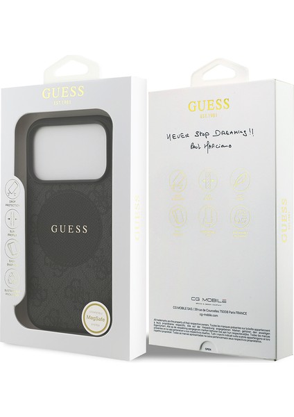 iPhone 17 Pro Uyumlu Kılıf Guess Orjinal Lisanslı M-Safeli Yazı Logolu Circle Classic Kapak Siyah