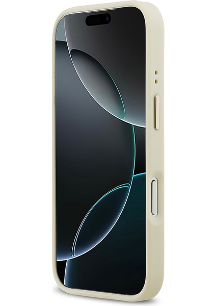 iPhone 17 Pro Uyumlu Kılıf Guess Lisanslı M-Safeli Sıcak Baskılı Yazı Logolu Pu Deri Peony Kapak Bej indirimleri