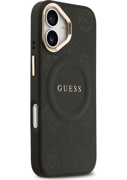 iPhone 17 Uyumlu Kılıf Guess Lisanslı M-Safeli Sıcak Baskılı Yazı Logolu Pu Deri Peony Kapak Siyah fırsatları