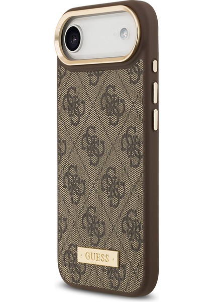 iPhone 17 Air Uyumlu Kılıf Guess Lisanslı M-Safeli 4g Desen Pu Metal Plaka Klasik Logolu Kahverengi fırsatları
