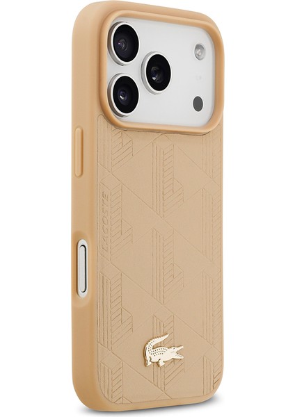iPhone 17 Pro Uyumlu Kılıf Lacoste Lisanslı M-Safeli Pu Deri Karışık Monogram Desenli Kapak Bej fırsatları