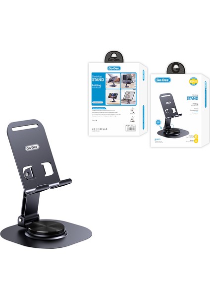 Go Des GD-HD373 Ayarlanabilir Katlanabilir 360 Derece Dönebilen Telefon ve Tablet Standı Siyah