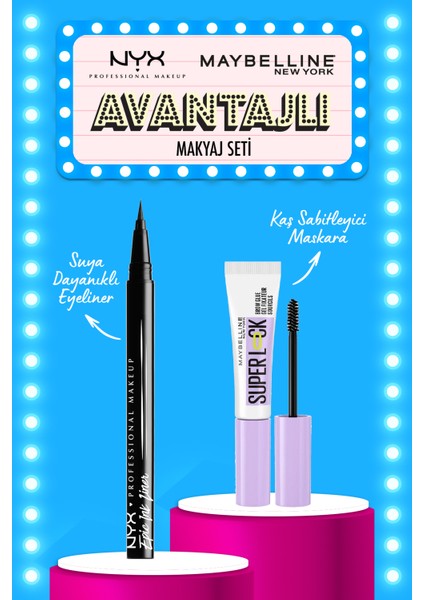 Nyx Pmu Epic Ink Liner & Maybelline Super Lock Kaş Sabitleyici Maskara Seti