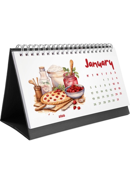 2026 Masa Takvimi, Vintage Fırın ve Mutfak Sanatları Takvimi, 2026 Desk Calendar, Vintage Baking Calendar 2026 modelleri