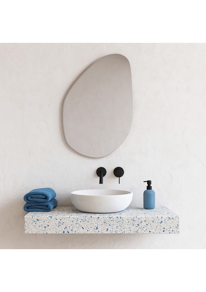 Nordic Pebble Asimetrik Organik Duvar Aynası – Minimal Dekoratif Banyo ve Salon Aynası