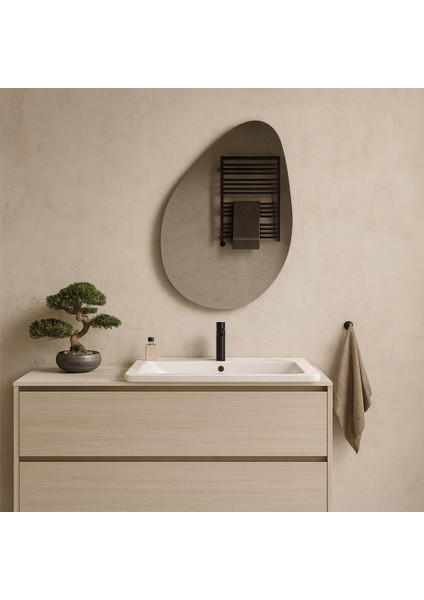 Nordic Pebble Asimetrik Organik Duvar Aynası – Minimal Dekoratif Banyo ve Salon Aynası modelleri