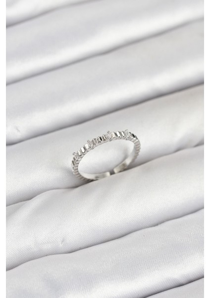 Pirinç Gümüş Renk Lazer Kesim Kadın Yüzük