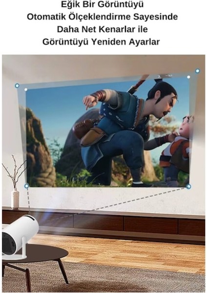 HY300 720P Android Wireless Bluetooth Destekli 180 Derece Dönebilen Projeksiyon Cihazı Beyaz