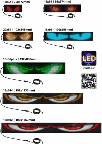 Matrix LED Panel Cama Yapışan Telefon Kontrollü Otomobil Led,tırcı Kamyon LED Uznluk 35CM-GENIŞ10CM fırsatları
