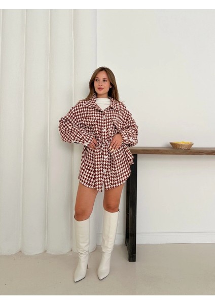 Uzun Kaşe Gömlek Beyazkremit ST255812