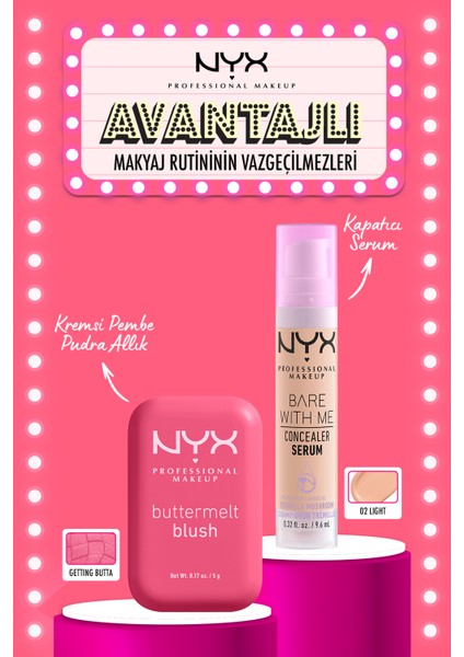 Buttermelt Blush Kremsi Pembe Pudra Allık - 08 Getting Butta & Bare With Me Concealer Kapatıcı 02 Makyaj Seti