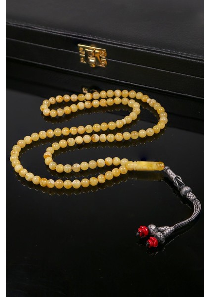 Gül Detaylı Gümüş Kazazlı 99'luk Kaya Damla Kehribar Tesbih fiyatları