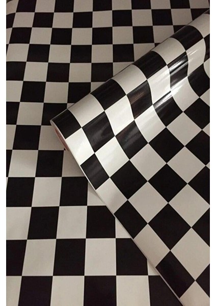 Bien Exclusive (50CM x 2mt), 1 M² cm Siyah Beyaz Kare Dama Yapışkanlı Kaplama Pvc Folyo F-08 fiyatları