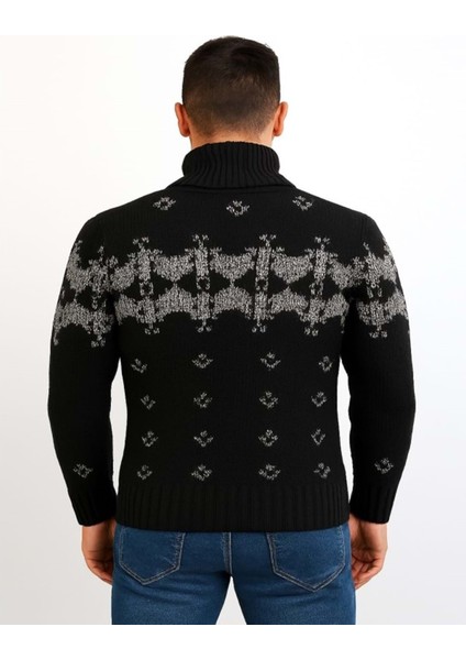 Cool T00575 Erkek Desenli Triko Hırka - Siyah - ST00575-SIYAH-L fiyatları