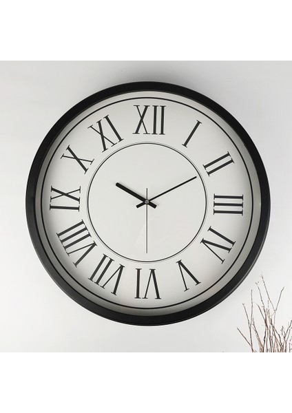 Dekoratif 55CM Siyah Metal Kasa Duvar Saati –cam Ön Yüzey, Roma Rakamlı,sessiz Mekanizma-Piano Siyah fiyatları
