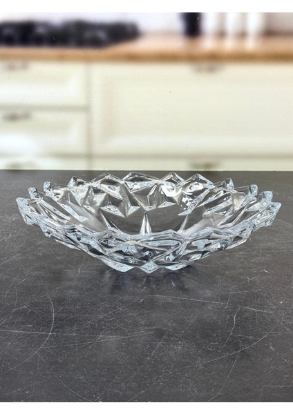 Cam Geniş Model Dekoratif Cam Kase Şeffaf Renk 32 Cm