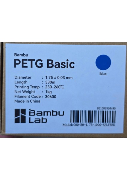 Petg Basic Mavi Filament 1,75MM 1kg fiyatları