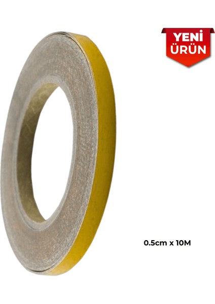 Reflektif Fosforlu Şerit Bant, Düz Reflekte Ikaz Bandı 0.5cm x 10M Sarı 5003